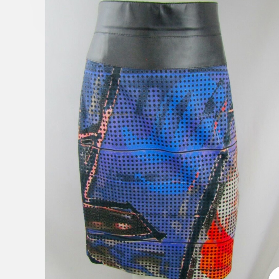Akris Punto Blue And Black Pencil Skirt Knee-Length Casual